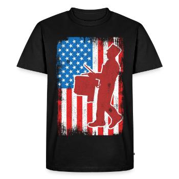 Drum 4th of July USA - Men's Premium Organic T-Shirt - black - Front - Nico (187cm)