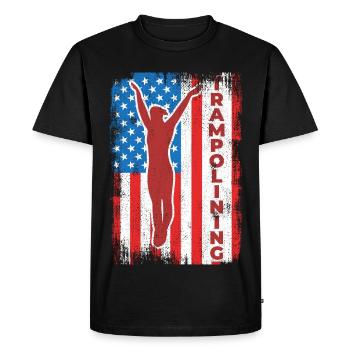 Trampoline jumping USA flag - Men's Premium Organic T-Shirt - black - Front - Nico (187cm)