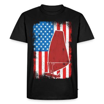 USA Patriotic Windsurfer - Men's Premium Organic T-Shirt - black - Front - Nico (187cm)