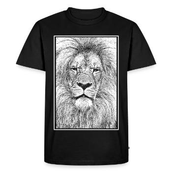 Magnificent lion - Men's Premium Organic T-Shirt - black - Front - Nico (187cm)
