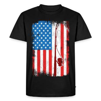 July 4 Fishing - Men's Premium Organic T-Shirt - black - Front - Nico (187cm)
