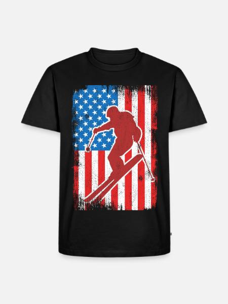 USA Patriotic Skier - Men's Premium Organic T-Shirt - black