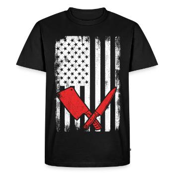 4th of July USA Butcher - Men's Premium Organic T-Shirt - black - Front - Nico (187cm)