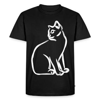 Dessin de chat - T-shirt Premium bio Homme - noir - Devant - Nico (187cm)