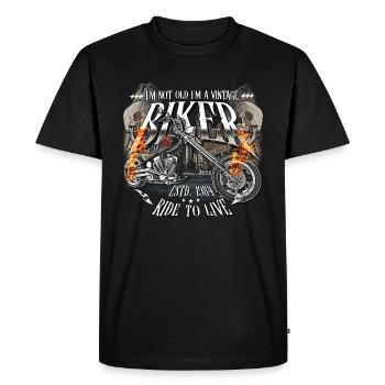 1984 Vintage Anniversaire Biker Chopper Moto - T-shirt Premium bio Homme - noir - Devant - Nico (187cm)