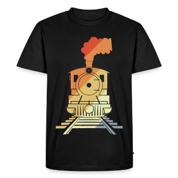 Dessin de chemin de fer Style vintage - T-shirt Premium bio Homme - noir - Devant - Nico (187cm)