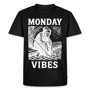 Monday Vibes – Grande Faucheuse en éclosion en bois - T-shirt Premium bio Homme - noir - Devant - Nico (187cm)