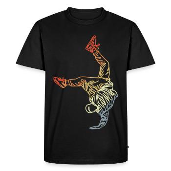 Vintage Breakdancer Drawing - Men's Premium Organic T-Shirt - black - Front - Nico (187cm)
