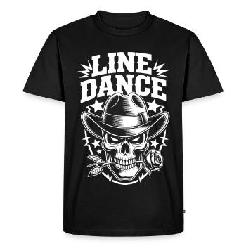 Line Dance Skull Cowboy - Men's Premium Organic T-Shirt - black - Front - Nico (187cm)