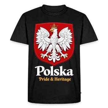 Polska Fierté & Patrimoine – T-shirt Pologne - T-shirt Premium bio Homme - noir - Devant - Nico (187cm)