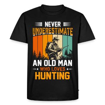 Ne sous-estimez jamais un vieil homme qui chasse - T-shirt Premium bio Homme - noir - Devant - Nico (187cm)