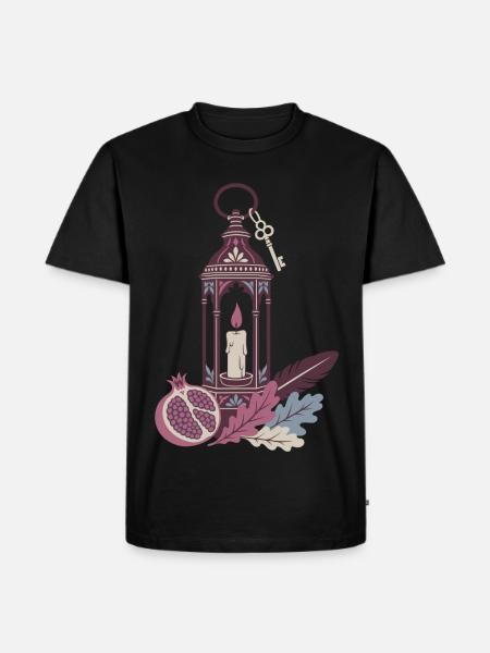 Herbst Laterne - Mystisches Herbstmotiv - Männer Premium Bio T-Shirt - Schwarz