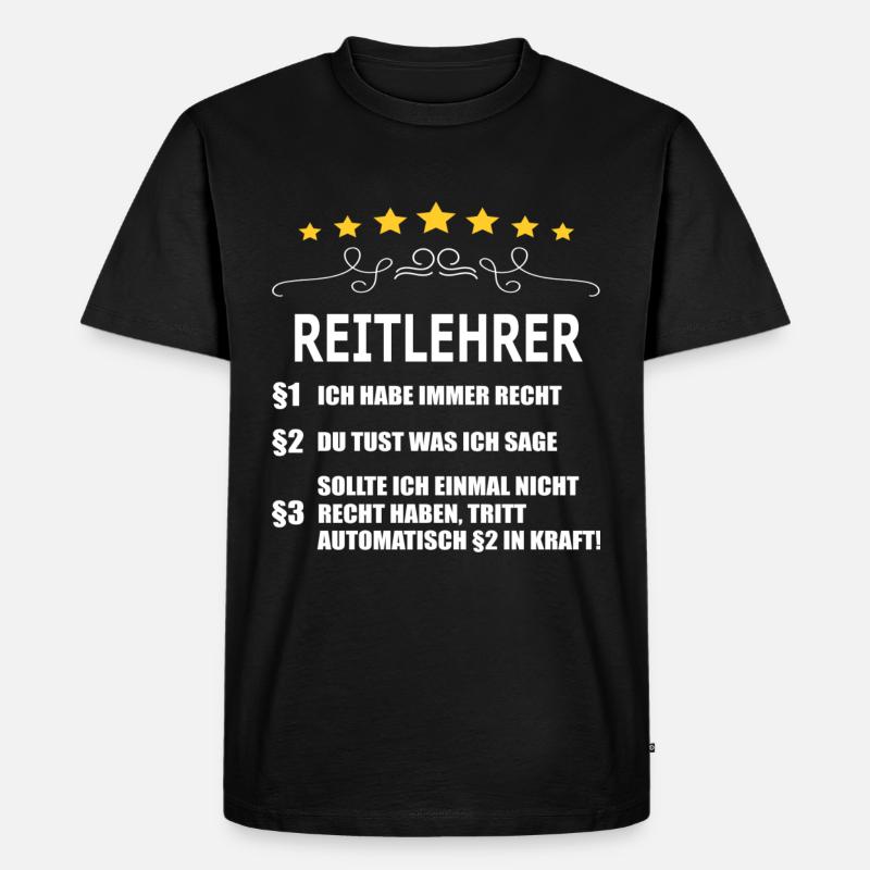 REITLEHRER - Männer Premium Bio T-Shirt - Schwarz