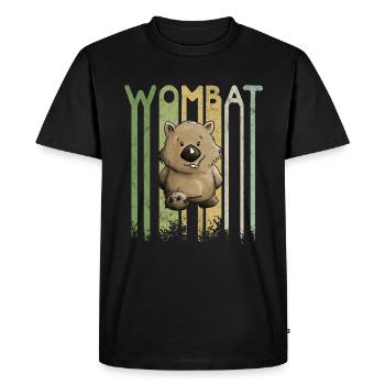 Funky Retro Wombat Schriftzug Cartoon Beuteltier - Männer Premium Bio T-Shirt - Schwarz - Vorne - Nico (187cm)