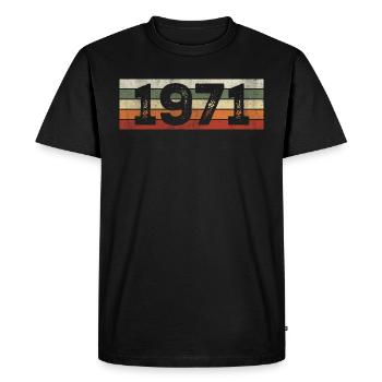 Millésime 1971 Cadeau D’anniversaire Rétro 1971 - T-shirt Premium bio Homme - noir - Devant - Nico (187cm)