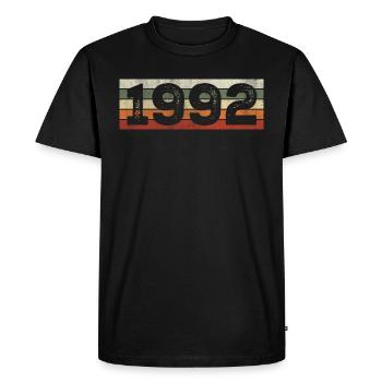Millésime 1992 Cadeau D’anniversaire Rétro 1992 - T-shirt Premium bio Homme - noir - Devant - Nico (187cm)