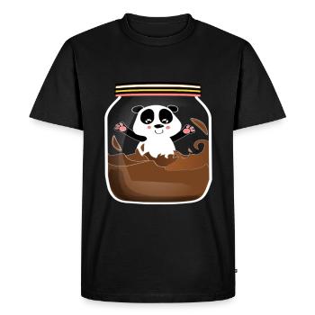 I love Pandas Bear Panda in Chocolate Cream Glass - Men's Premium Organic T-Shirt - black - Front - Nico (187cm)