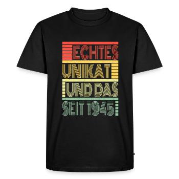 Truly unique since 1945 Born 1945 Birthday - Men's Premium Organic T-Shirt - black - Front - Nico (187cm)