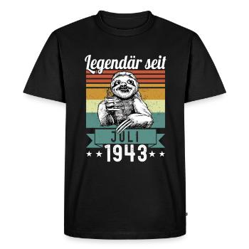 Paresseux légendaire depuis juillet 1943 anniversaire - T-shirt Premium bio Homme - noir - Devant - Nico (187cm)