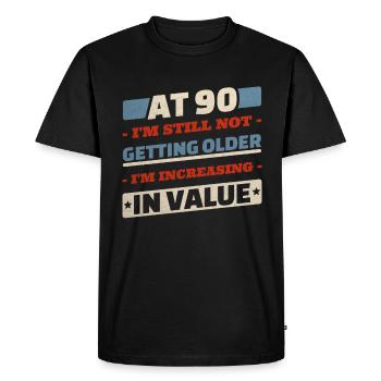 90 Year Old Not Getting Older Quotes 90th Birthday - Men's Premium Organic T-Shirt - black - Front - Nico (187cm)