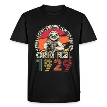 1929 Anniversaire vintage vintage paresseux cadeau - T-shirt Premium bio Homme - noir - Devant - Nico (187cm)