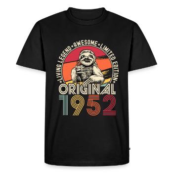 1952 Birthday vintage vintage sloth gift - Men's Premium Organic T-Shirt - black - Front - Nico (187cm)