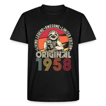 1958 Birthday vintage vintage sloth gift - Men's Premium Organic T-Shirt - black - Front - Nico (187cm)