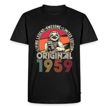1959 Birthday vintage vintage sloth gift - Men's Premium Organic T-Shirt - black - Front - Nico (187cm)