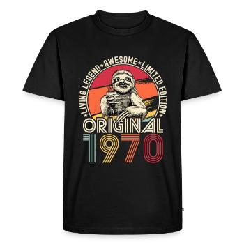 1970 Birthday vintage vintage sloth gift - Men's Premium Organic T-Shirt - black - Front - Nico (187cm)