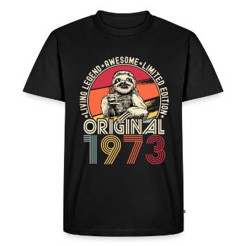 1973 Birthday vintage vintage sloth gift - Men's Premium Organic T-Shirt - black - Front - Nico (187cm)