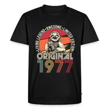 1977 Birthday vintage vintage sloth gift - Men's Premium Organic T-Shirt - black - Front - Nico (187cm)