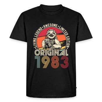 1983 Birthday vintage vintage sloth gift - Men's Premium Organic T-Shirt - black - Front - Nico (187cm)