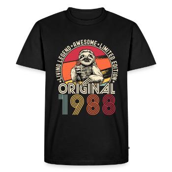 1988 Birthday vintage vintage sloth gift - Men's Premium Organic T-Shirt - black - Front - Nico (187cm)