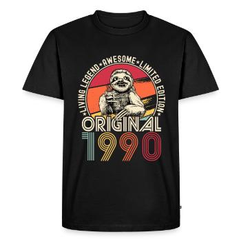 1990 Birthday vintage vintage sloth gift - Men's Premium Organic T-Shirt - black - Front - Nico (187cm)