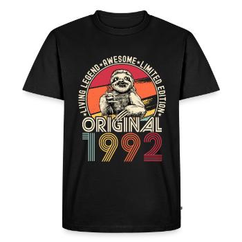 1992 Birthday vintage vintage sloth gift - Men's Premium Organic T-Shirt - black - Front - Nico (187cm)