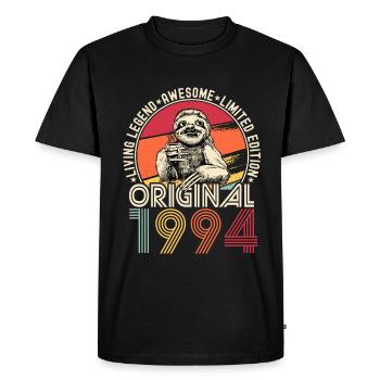 1994 Birthday vintage vintage sloth gift - Men's Premium Organic T-Shirt - black - Front - Nico (187cm)