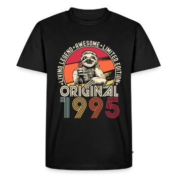 1995 Birthday vintage vintage sloth gift - Men's Premium Organic T-Shirt - black - Front - Nico (187cm)