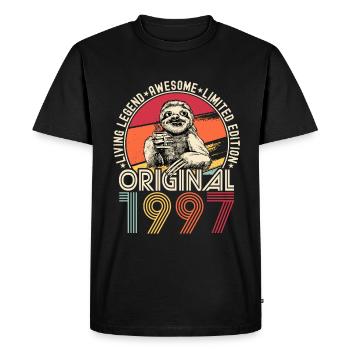 1997 Birthday vintage vintage sloth gift - Men's Premium Organic T-Shirt - black - Front - Nico (187cm)