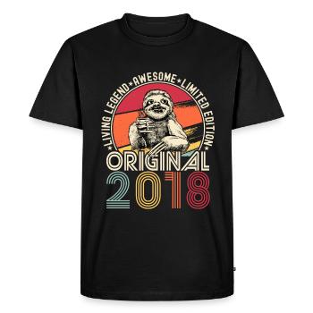 2018 Birthday vintage vintage sloth gift - Men's Premium Organic T-Shirt - black - Front - Nico (187cm)