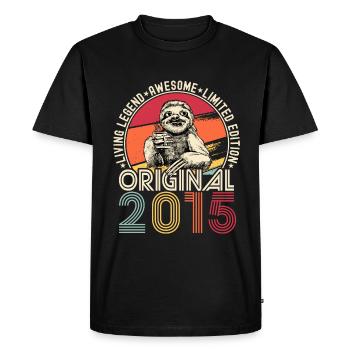 2015 Birthday vintage vintage sloth gift - Men's Premium Organic T-Shirt - black - Front - Nico (187cm)