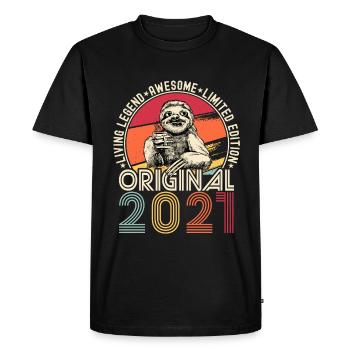2021 Birthday vintage vintage sloth gift - Men's Premium Organic T-Shirt - black - Front - Nico (187cm)