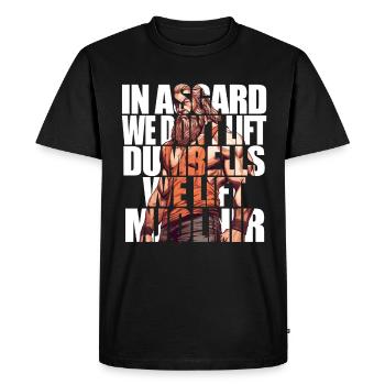 In Asgard we lift Mjolnir - Men's Premium Organic T-Shirt - black - Front - Nico (187cm)