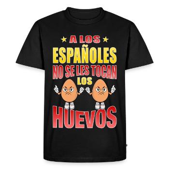 Spaniards don't touch their eggs - Men's Premium Organic T-Shirt - black - Front - Nico (187cm)