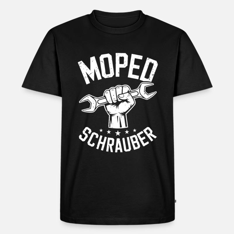 Moped Mechaniker Oldtimer Moped Schrauber - Männer Premium Bio T-Shirt - Schwarz