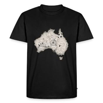 Cadeau de carte des éléments et des animaux de l'Australie - T-shirt Premium bio Homme - noir - Devant - Nico (187cm)