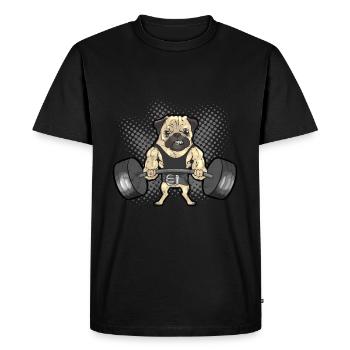 Pug Funny Powerlifting Deadlifting Pug Gift - Men's Premium Organic T-Shirt - black - Front - Nico (187cm)