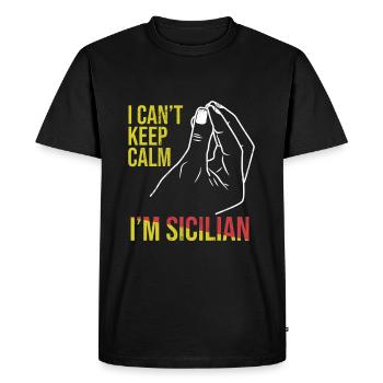 Drôle de Sicile, je ne peux pas rester calme, je suis sicilien - T-shirt Premium bio Homme - noir - Devant - Nico (187cm)