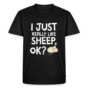 J'aime vraiment les moutons Ok? - Drôle de mouton - T-shirt Premium bio Homme - noir - Devant - Nico (187cm)