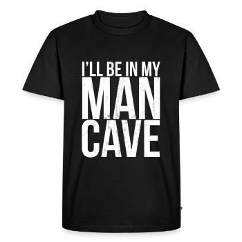 Je serai dans mon cadeau d'humour des cavernes de l'homme - T-shirt Premium bio Homme - noir - Devant - Nico (187cm)