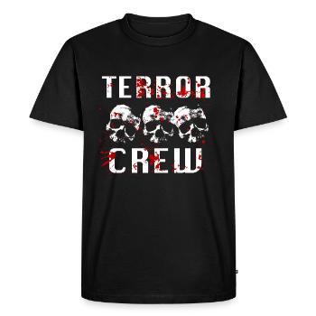 Terror Crew Speedcore Gabber Skull Blood - Men's Premium Organic T-Shirt - black - Front - Nico (187cm)